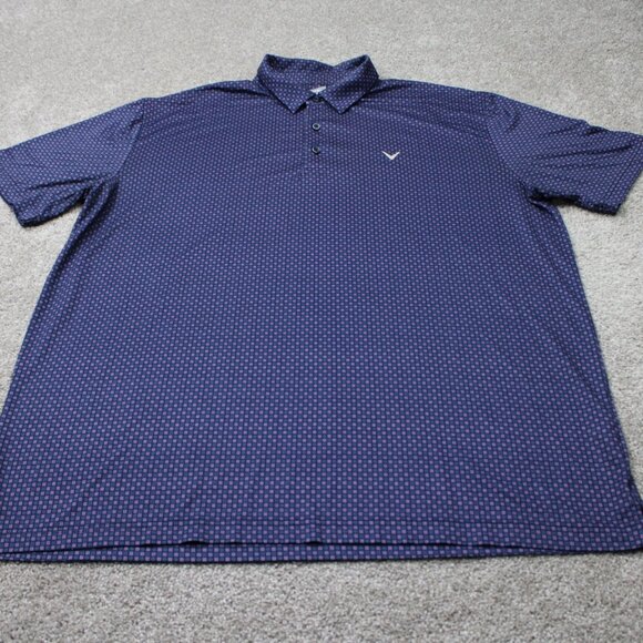 Callaway Opti-Dri Polo Shirt Mens XL Blue/Pink Geometric Golf Stretch S/S - Picture 3 of 13